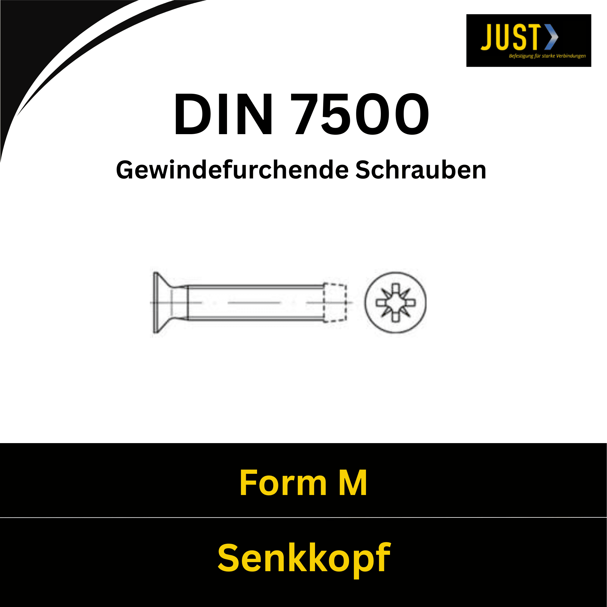 Bild für Kategorie DIN 7500 (M)➤ gewindefurchende Schrauben - Form M - Senkkopf